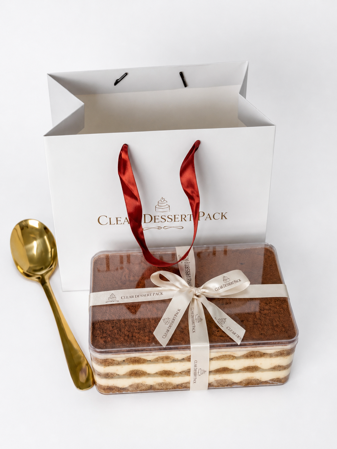Custom logo sticker and ribbon dessert packaging