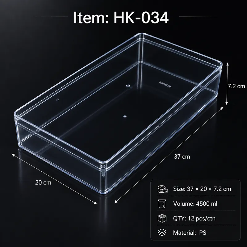 Large Clear Tiramisu Box - SKU HK-034 size 37 × 20 × 7.2 cm