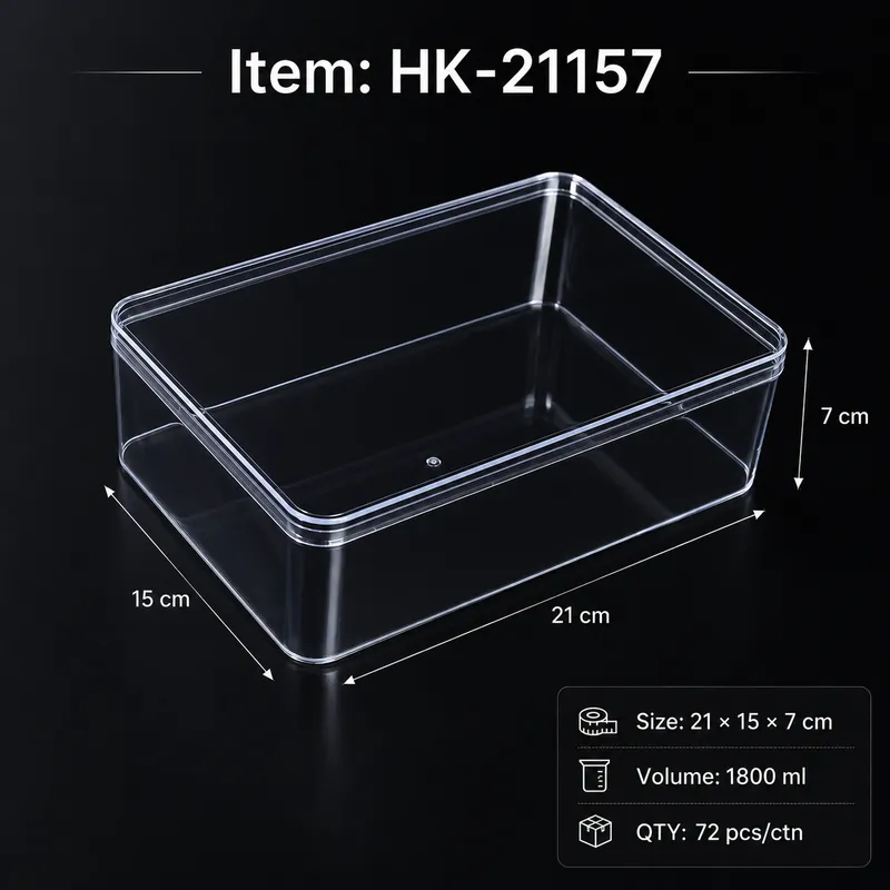 Clear Tiramisu Container - SKU HK-21157 size 21 × 15 × 7 cm