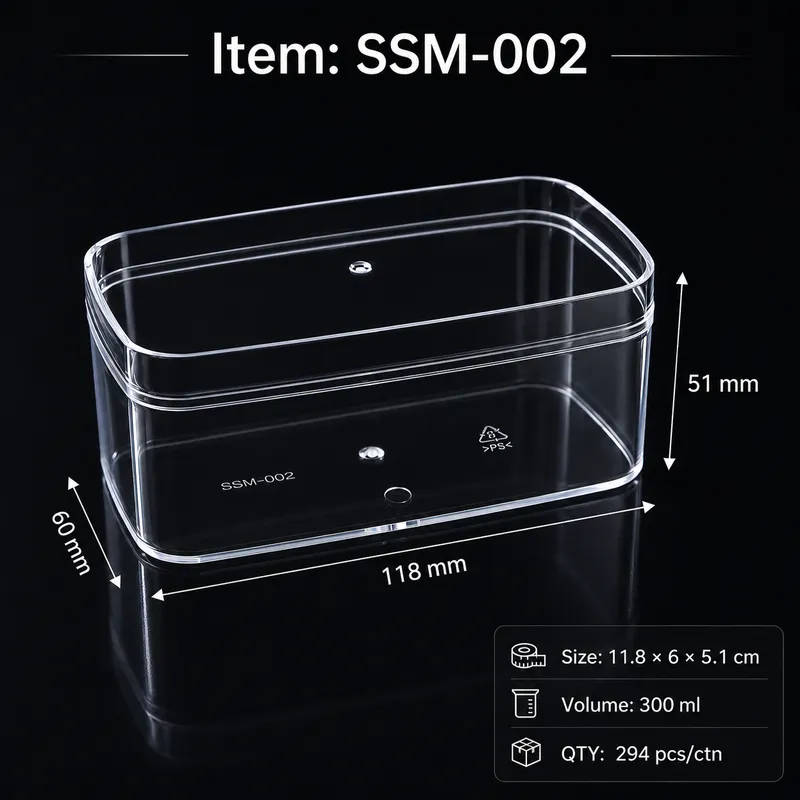 Clear Rectangular Box - SKU SSM-002 size 11.8 × 6 × 5.1 cm