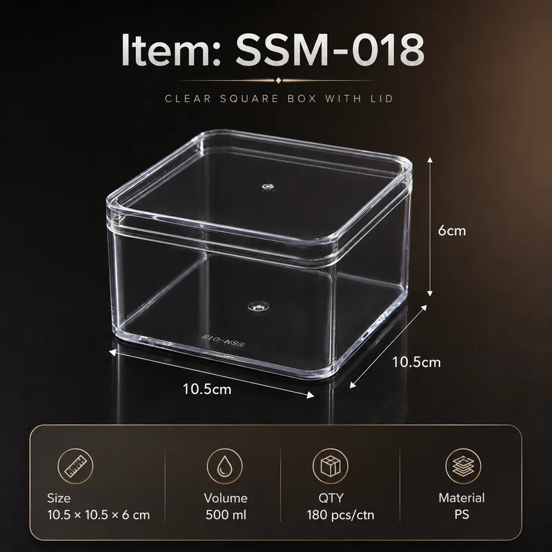Clear Square Box - SKU SSM-018 size 10 × 10 × 7.5 cm